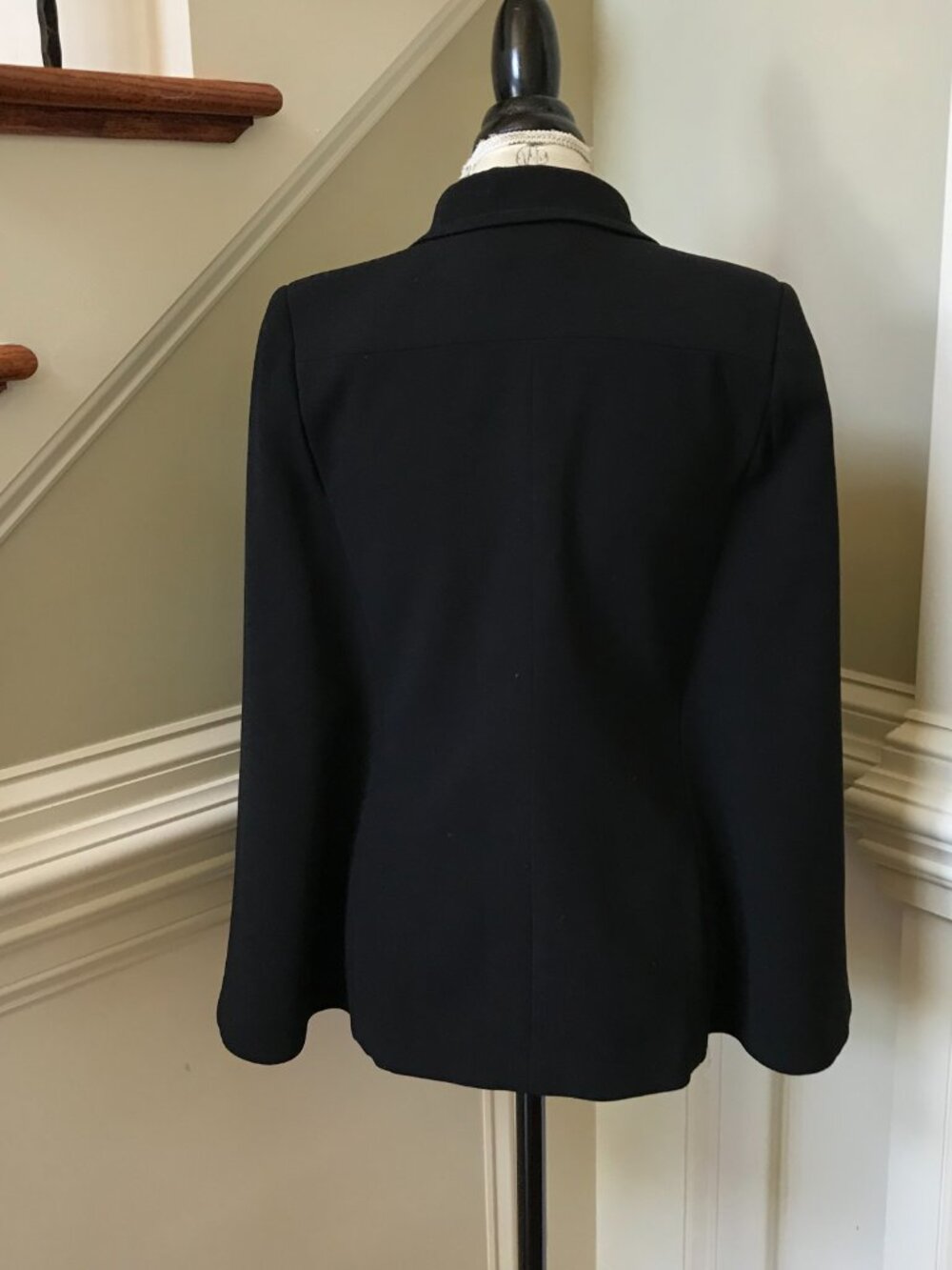 Trina Turk Bee Cape Blazer Jacket Womens 4 Black Crepe Long Sleeve One Button - Picture 12 of 13